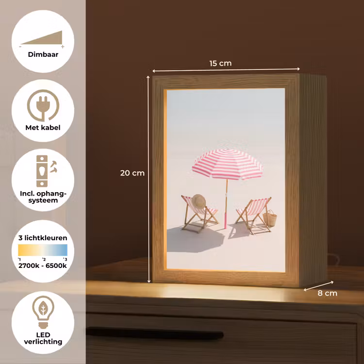 Gepersonaliseerde Lightbox - Strand - Parasol - Ligstoel - Zomer - Roze — 7