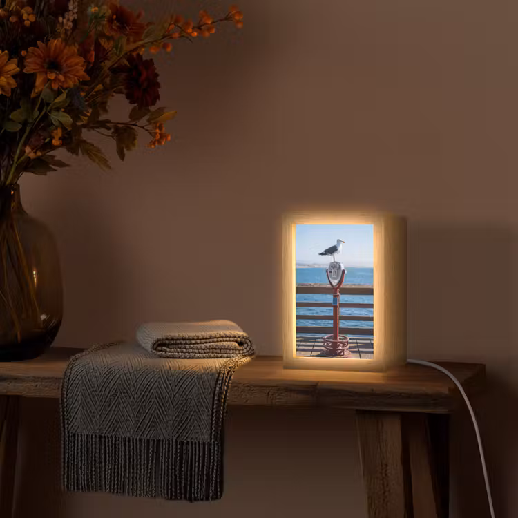 Gepersonaliseerde Lightbox - Vogel - Verrekijker - Kust - Zee - Blauw — 3