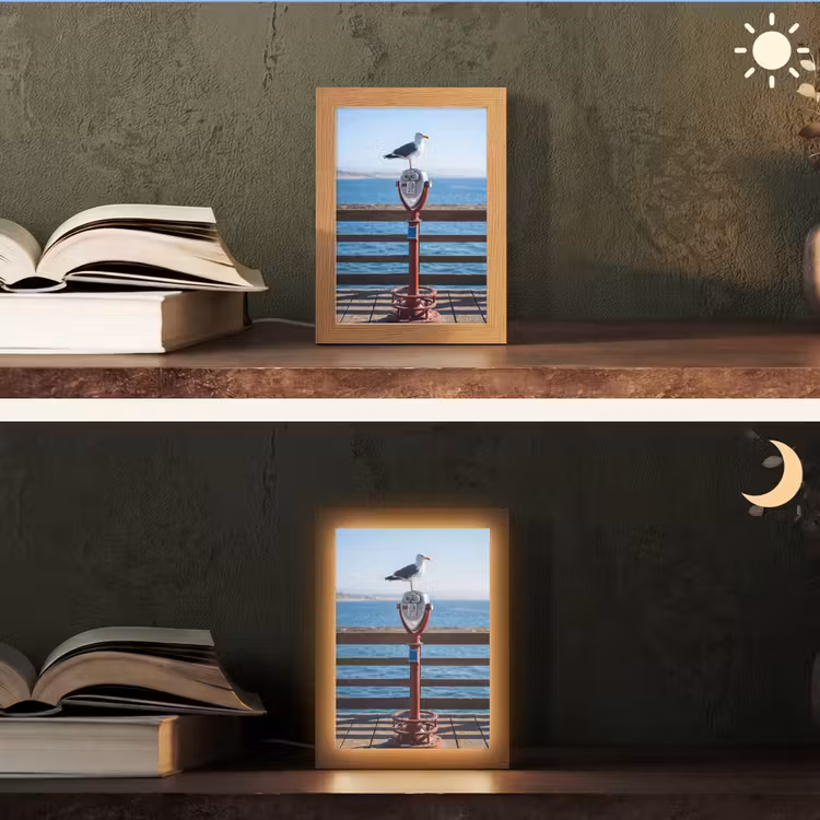 Gepersonaliseerde Lightbox - Vogel - Verrekijker - Kust - Zee - Blauw — 5