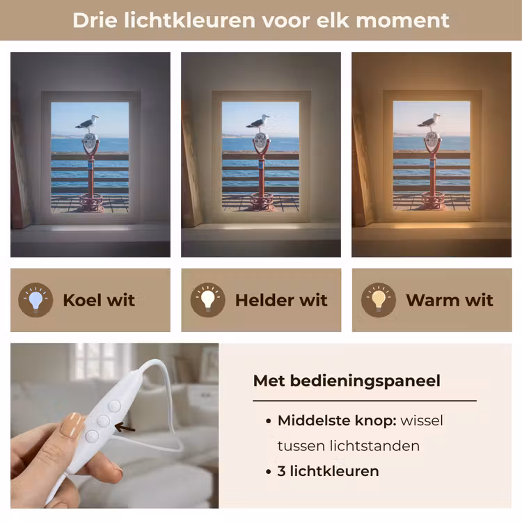 Gepersonaliseerde Lightbox - Vogel - Verrekijker - Kust - Zee - Blauw — 6