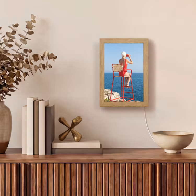 Gepersonaliseerde Lightbox - Vrouw - Zee - Kust - Verrekijker - Rood — 4