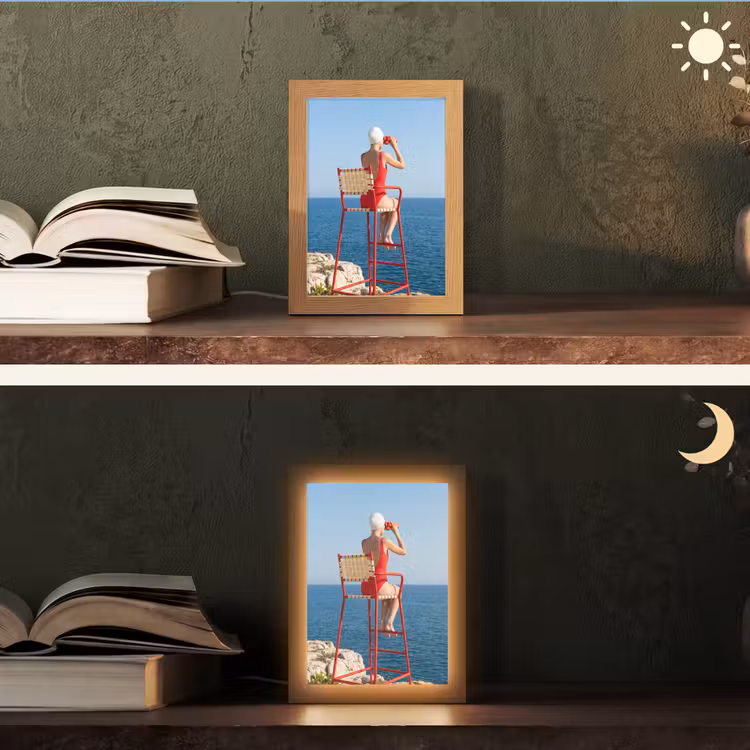 Gepersonaliseerde Lightbox - Vrouw - Zee - Kust - Verrekijker - Rood — 5
