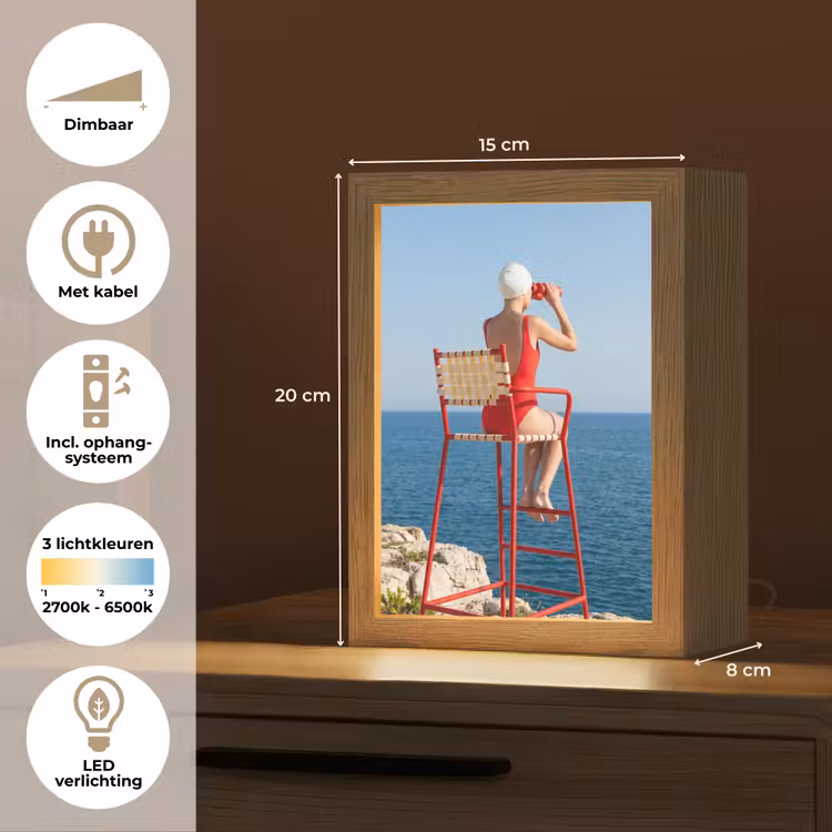 Gepersonaliseerde Lightbox - Vrouw - Zee - Kust - Verrekijker - Rood — 7