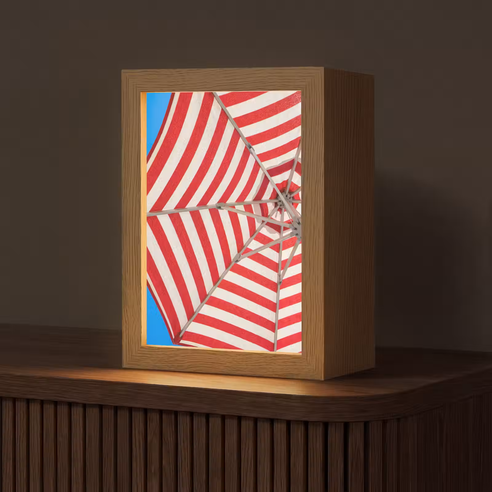 Gepersonaliseerde Lightbox - Parasol - Strepen - Zomer - Rood - Blauw — 1