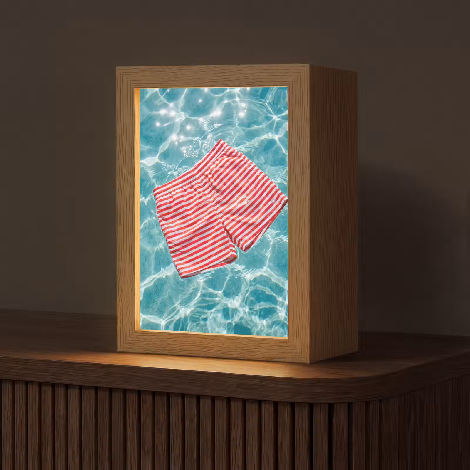 Gepersonaliseerde Lightbox - Zwemkleding - Gestreept - Water - Zomer - Rood-wit — 1