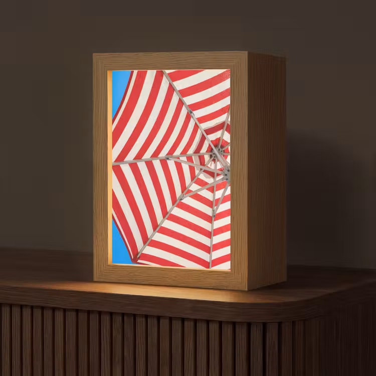 Gepersonaliseerde Lightbox - Parasol - Strepen - Zomer - Rood - Blauw — 1