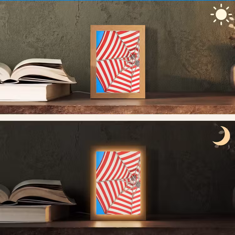 Gepersonaliseerde Lightbox - Parasol - Strepen - Zomer - Rood - Blauw — 5