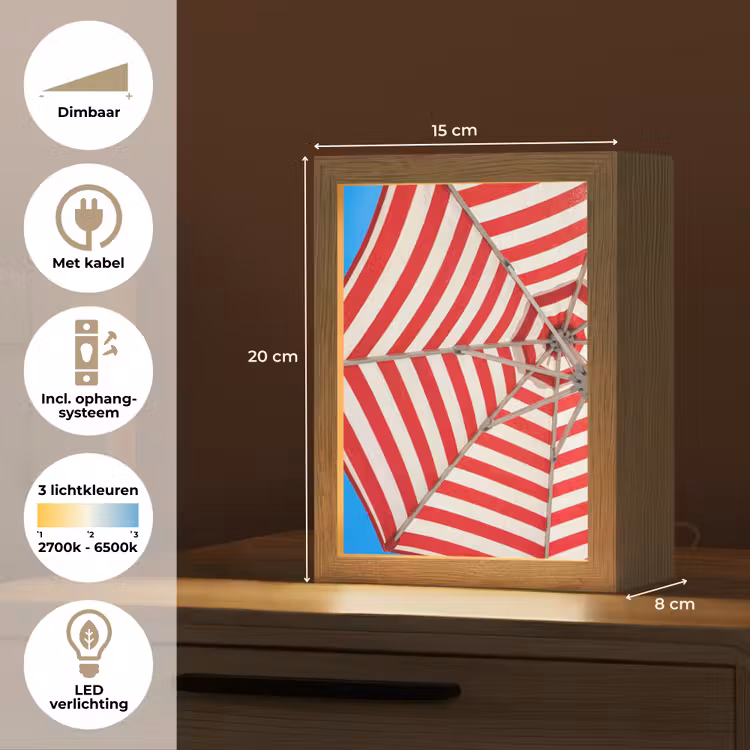 Gepersonaliseerde Lightbox - Parasol - Strepen - Zomer - Rood - Blauw — 7