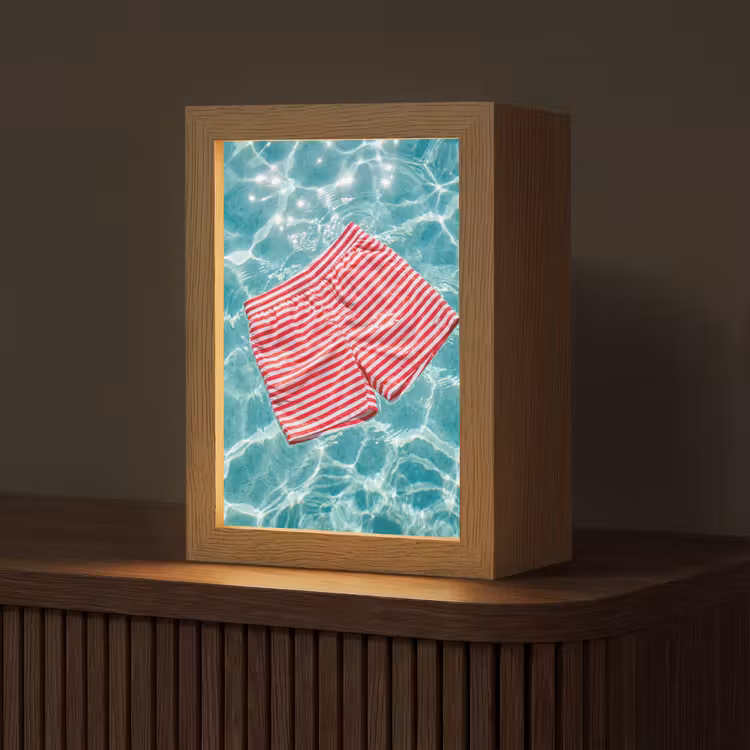 Gepersonaliseerde Lightbox - Zwemkleding - Gestreept - Water - Zomer - Rood-wit — 1