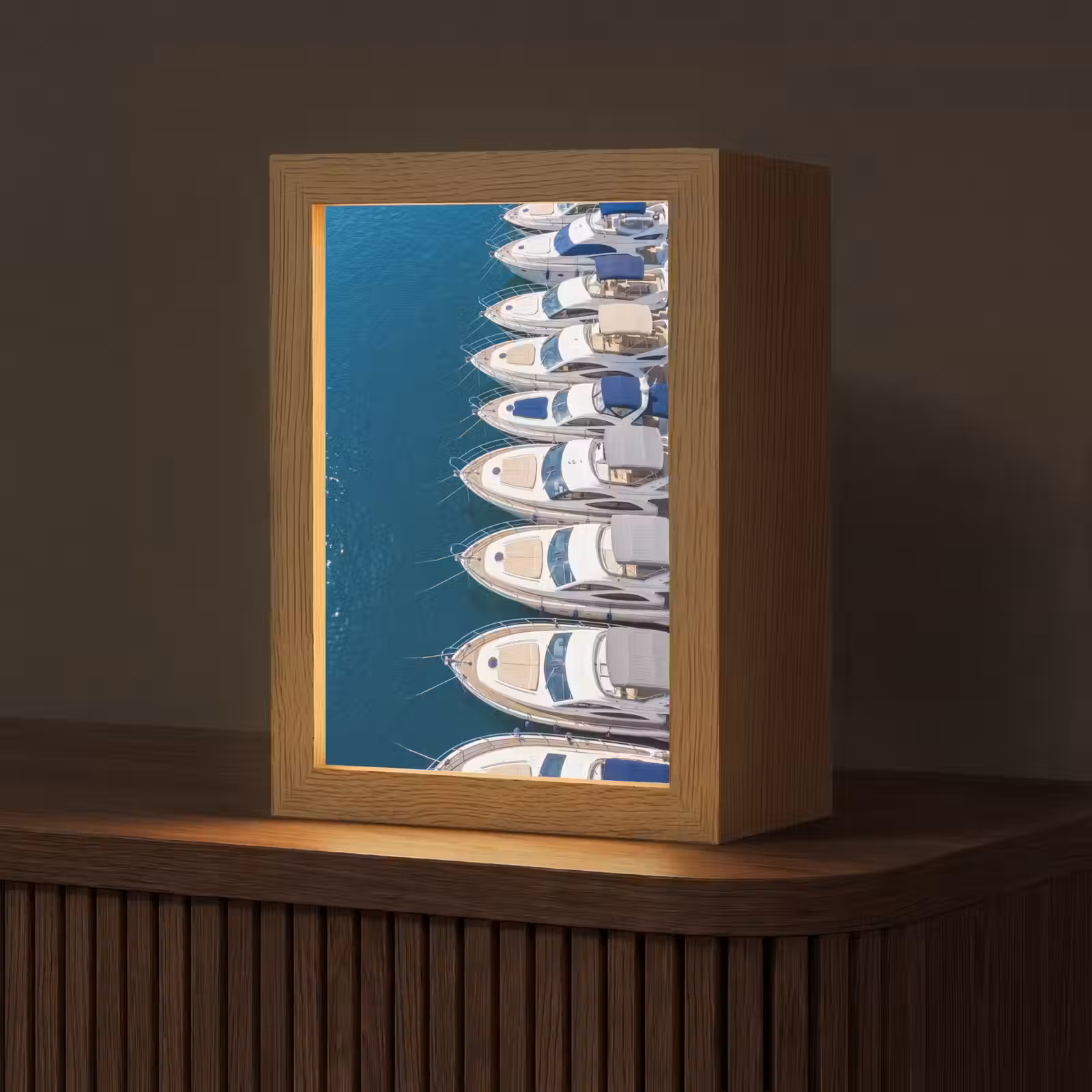 Gepersonaliseerde Lightbox - Boot - Jachthaven - Water - Zomer - Blauw — 1