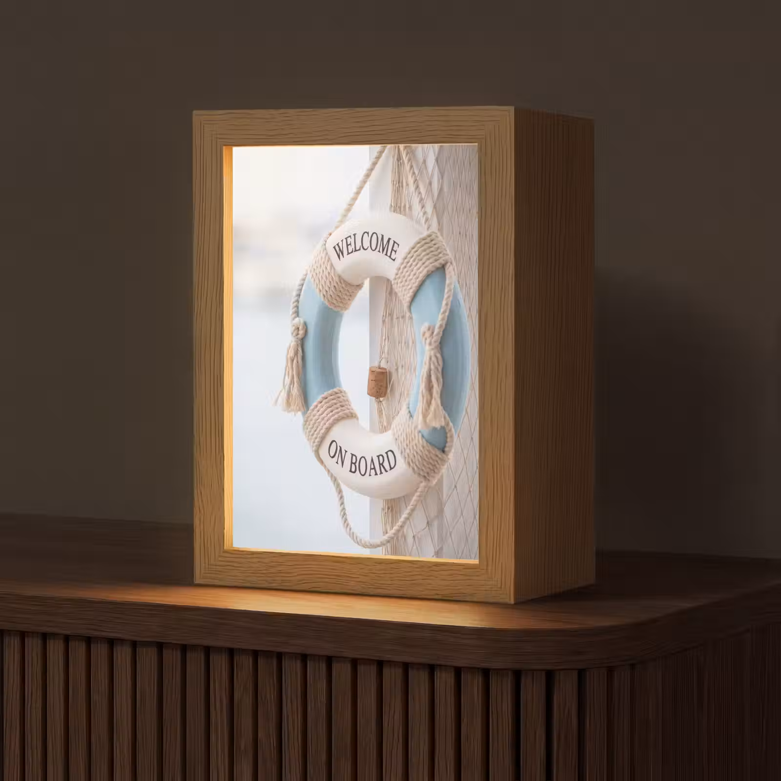 Gepersonaliseerde Lightbox - Reddingsboei - Maritiem - Welkom - Blauw - Wit — 1