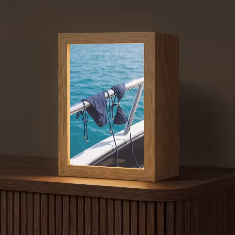 Gepersonaliseerde Lightbox - Bikini - Reling - Zee - Zomer - Blauw — 1