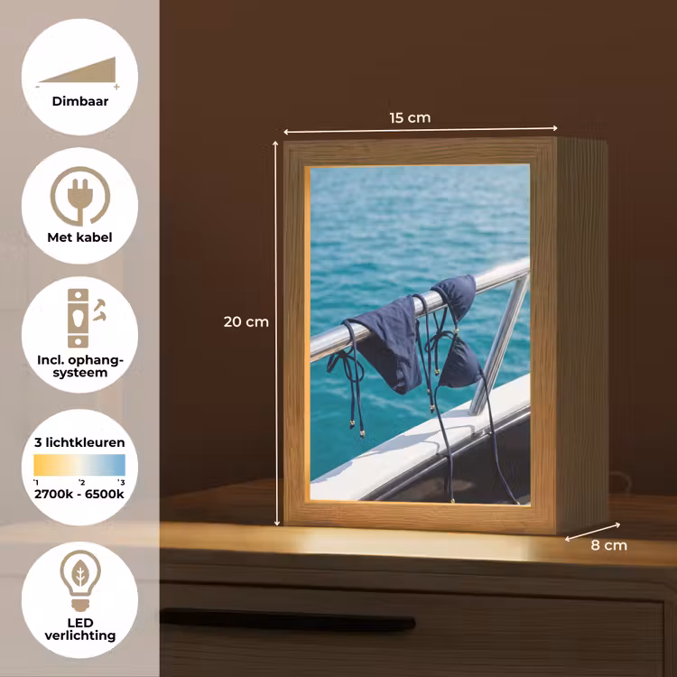 Gepersonaliseerde Lightbox - Bikini - Reling - Zee - Zomer - Blauw — 7