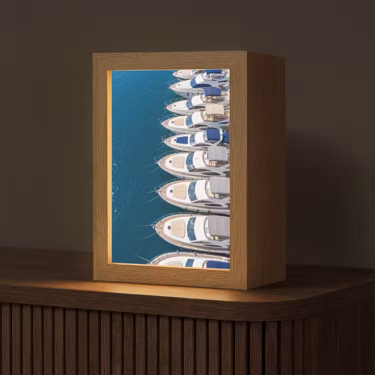 Gepersonaliseerde Lightbox - Boot - Jachthaven - Water - Zomer - Blauw — 1