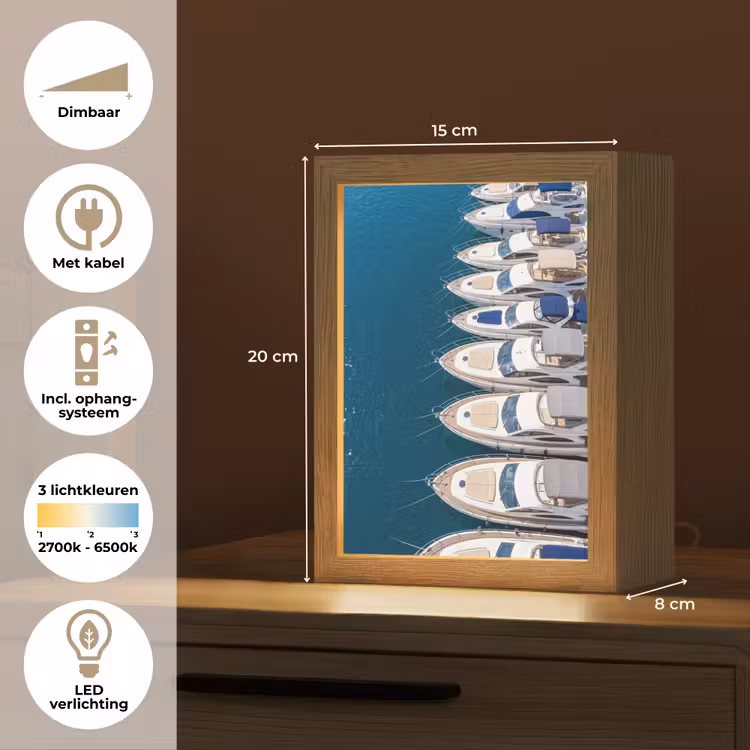 Gepersonaliseerde Lightbox - Boot - Jachthaven - Water - Zomer - Blauw — 7
