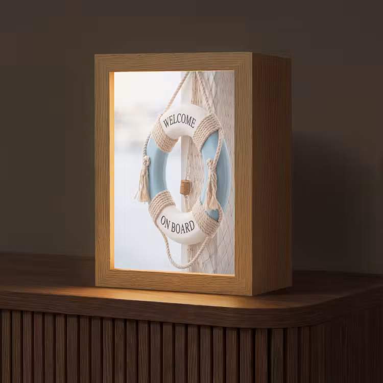 Gepersonaliseerde Lightbox - Reddingsboei - Maritiem - Welkom - Blauw - Wit — 1