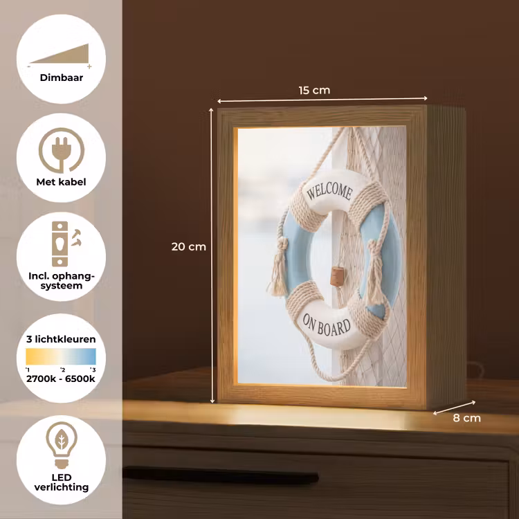 Gepersonaliseerde Lightbox - Reddingsboei - Maritiem - Welkom - Blauw - Wit — 7