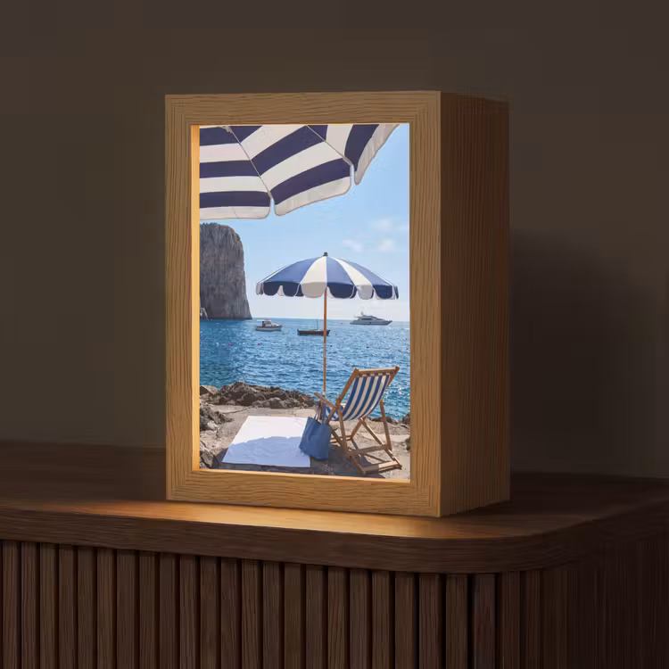 Gepersonaliseerde Lightbox - Strand - Ligstoel - Parasol - Zomer - Blauw — 1