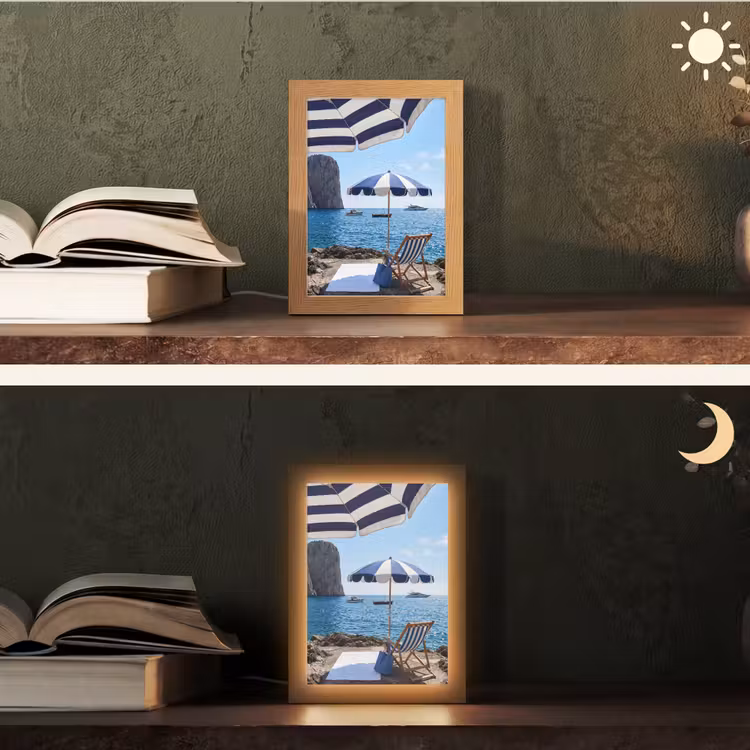 Gepersonaliseerde Lightbox - Strand - Ligstoel - Parasol - Zomer - Blauw — 5