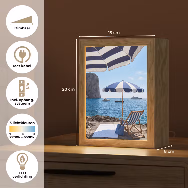 Gepersonaliseerde Lightbox - Strand - Ligstoel - Parasol - Zomer - Blauw — 7