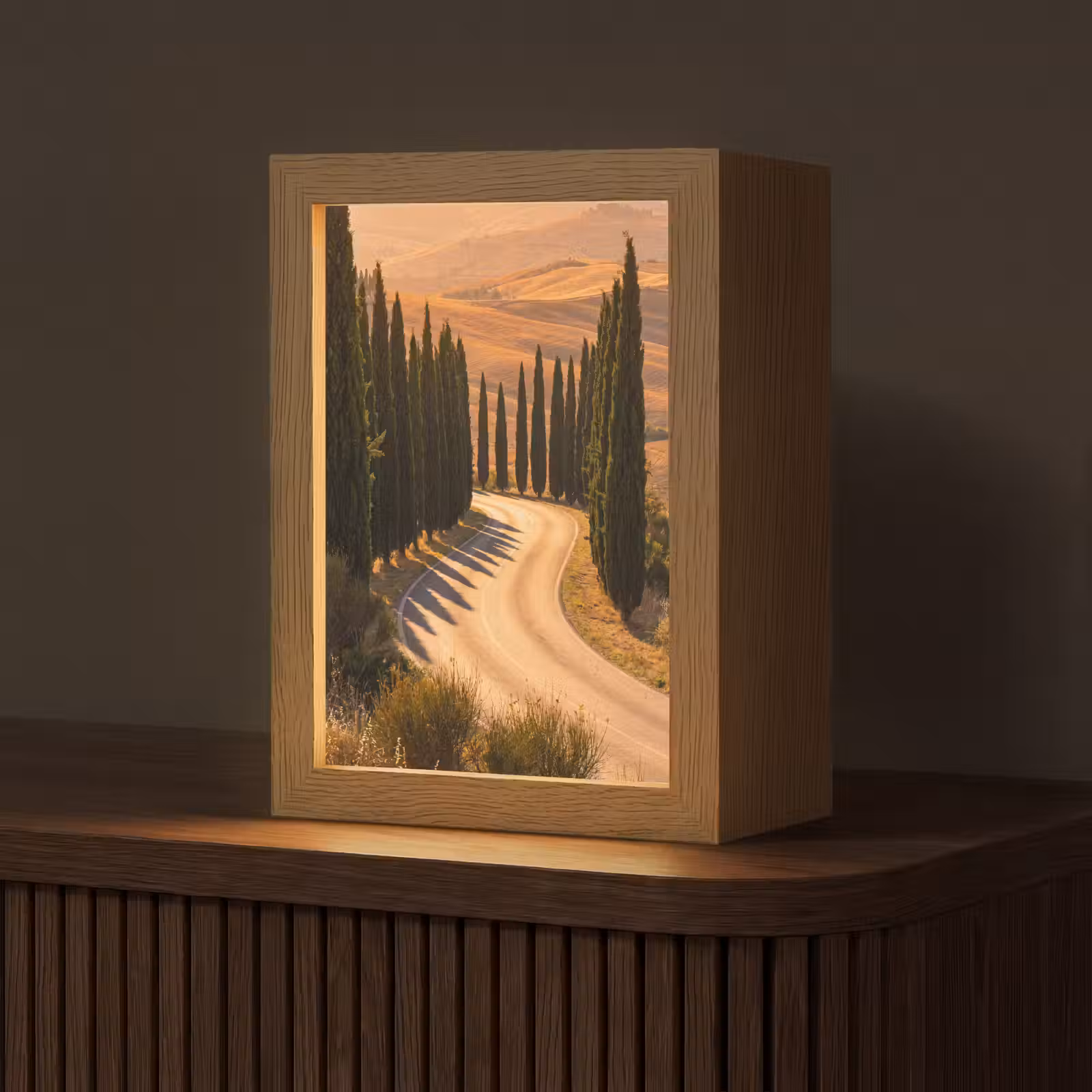 Gepersonaliseerde Lightbox - Landschap - Weg - Bomen - Natuur - Goud — 1