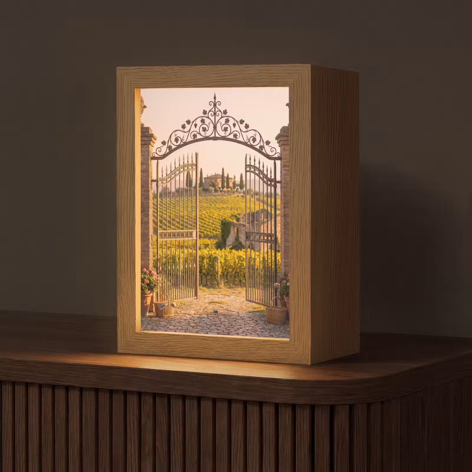 Gepersonaliseerde Lightbox - Poort - Landschap - Platteland - Zonlicht - Warm — 1