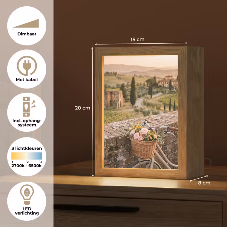 Gepersonaliseerde Lightbox - Fiets - Bloemen - Toscane - Landschap - Roze — 7