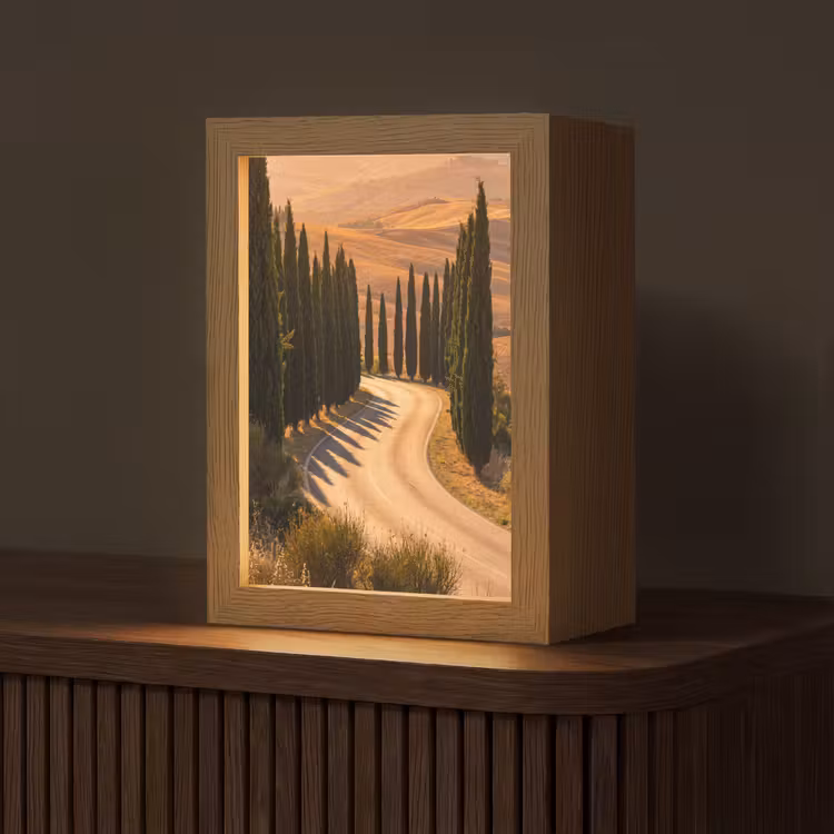 Gepersonaliseerde Lightbox - Landschap - Weg - Bomen - Natuur - Goud — 1