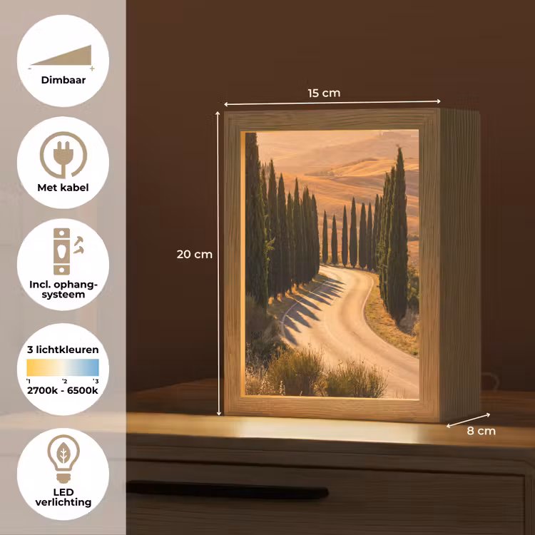 Gepersonaliseerde Lightbox - Landschap - Weg - Bomen - Natuur - Goud — 7