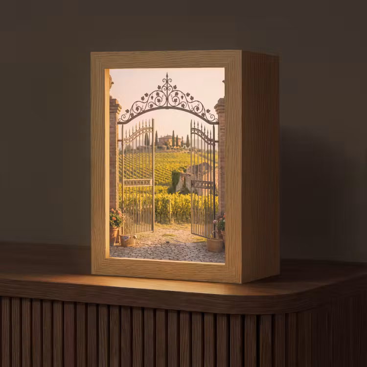 Gepersonaliseerde Lightbox - Poort - Landschap - Platteland - Zonlicht - Warm — 1