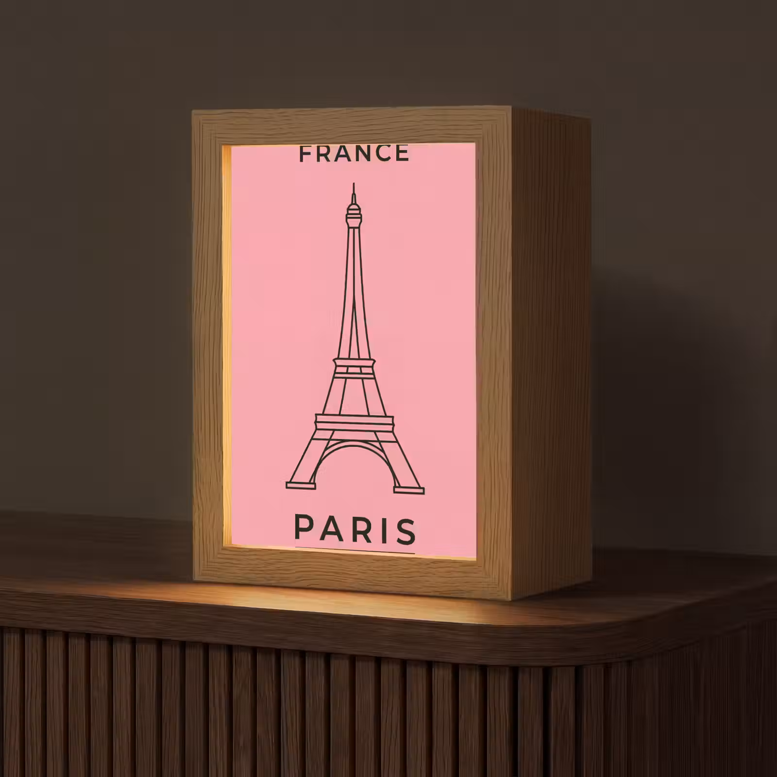 Gepersonaliseerde Lightbox - Eiffeltoren - Parijs - Architectuur - Minimalistisch - Roze — 1