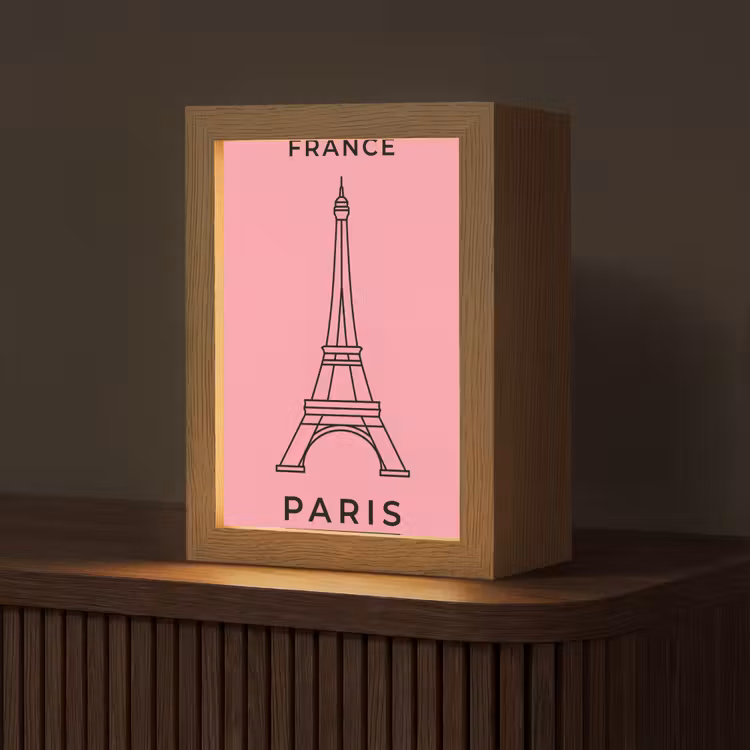 Gepersonaliseerde Lightbox - Eiffeltoren - Parijs - Architectuur - Minimalistisch - Roze — 1