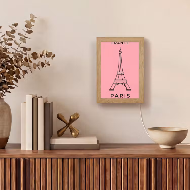 Gepersonaliseerde Lightbox - Eiffeltoren - Parijs - Architectuur - Minimalistisch - Roze — 4