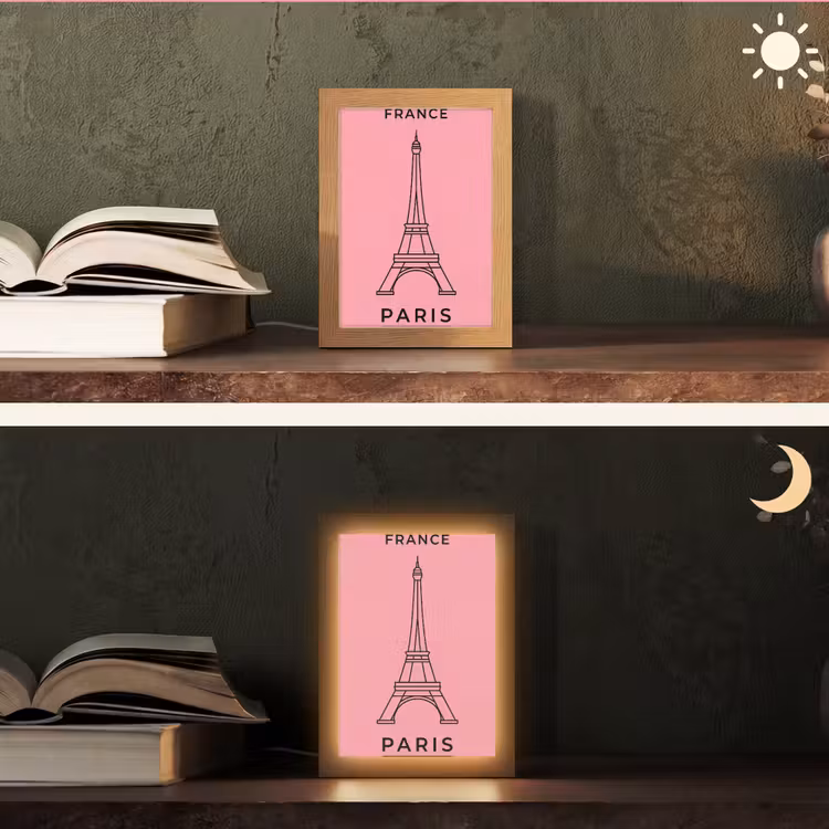 Gepersonaliseerde Lightbox - Eiffeltoren - Parijs - Architectuur - Minimalistisch - Roze — 5