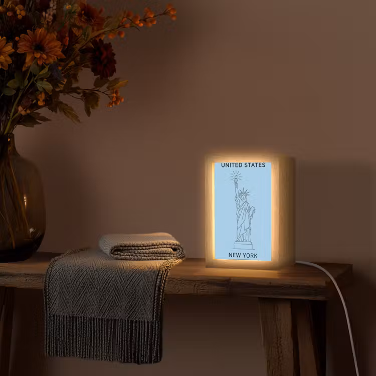 Gepersonaliseerde Lightbox - Monument - Vrijheidsbeeld - New York - Minimalistisch - Blauw — 3