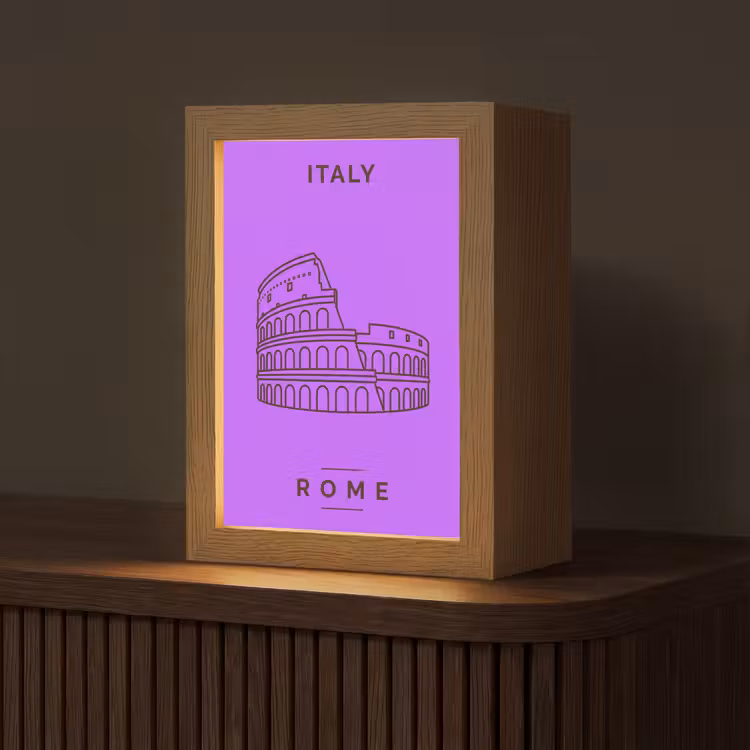 Gepersonaliseerde Lightbox - Architectuur - Colosseum - Rome - Minimalistisch - Paars — 1