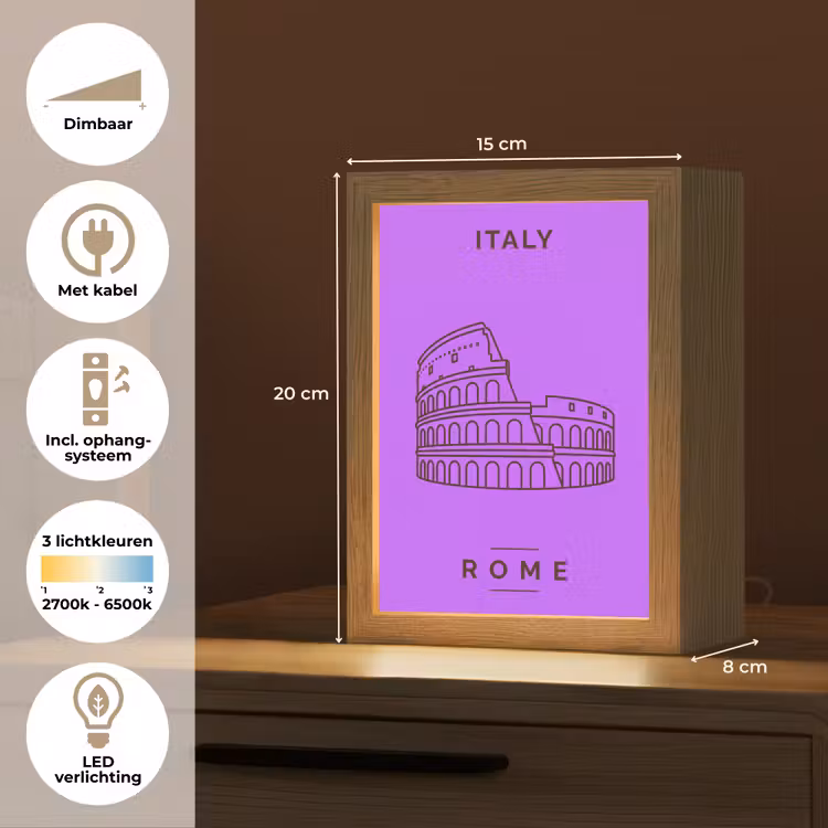 Gepersonaliseerde Lightbox - Architectuur - Colosseum - Rome - Minimalistisch - Paars — 7