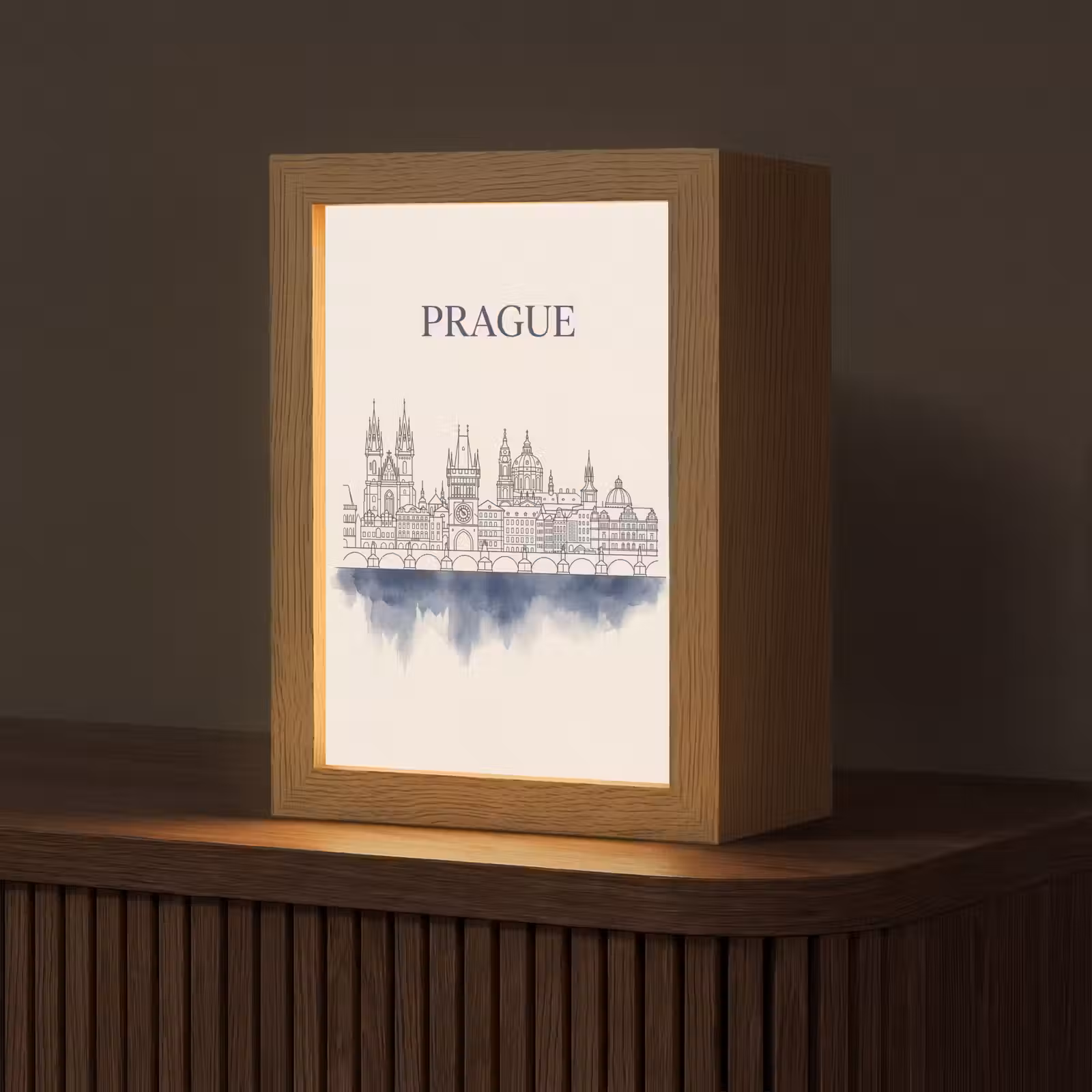 Gepersonaliseerde Lightbox - Praag - Skyline - Architectuur - Blauw — 1