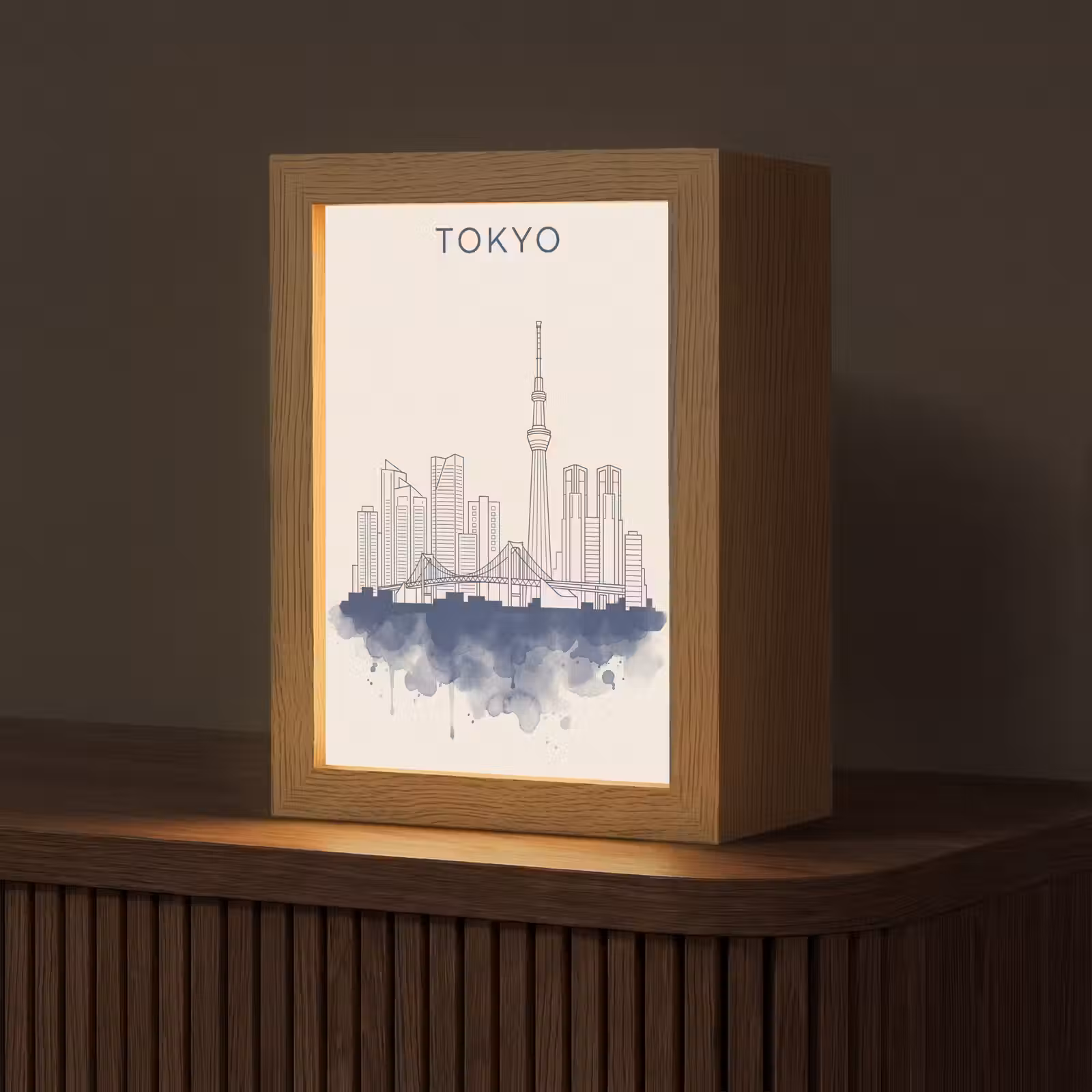 Gepersonaliseerde Lightbox - Tokyo - Skyline - Stad - Abstract - Blauw — 1