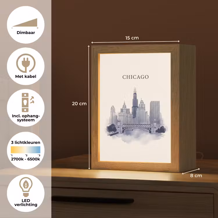 Gepersonaliseerde Lightbox - Stad - Skyline - Architectuur - Lijntekening - Blauw — 7