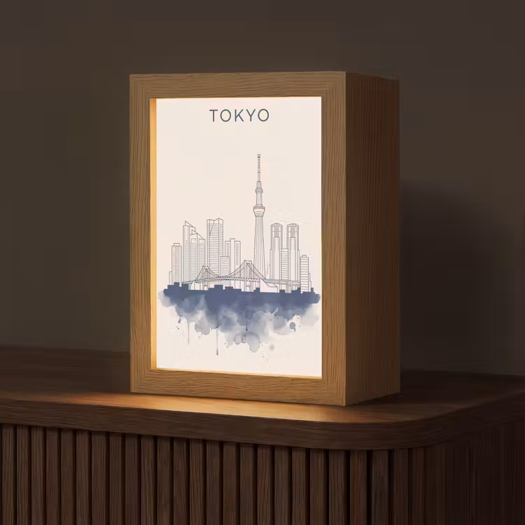 Gepersonaliseerde Lightbox - Tokyo - Skyline - Stad - Abstract - Blauw — 1