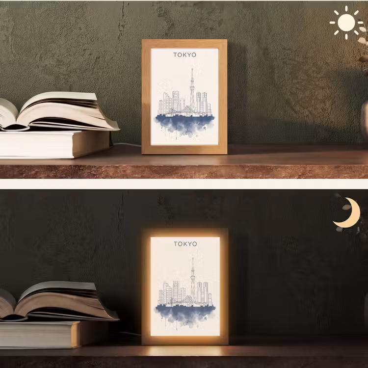 Gepersonaliseerde Lightbox - Tokyo - Skyline - Stad - Abstract - Blauw — 5