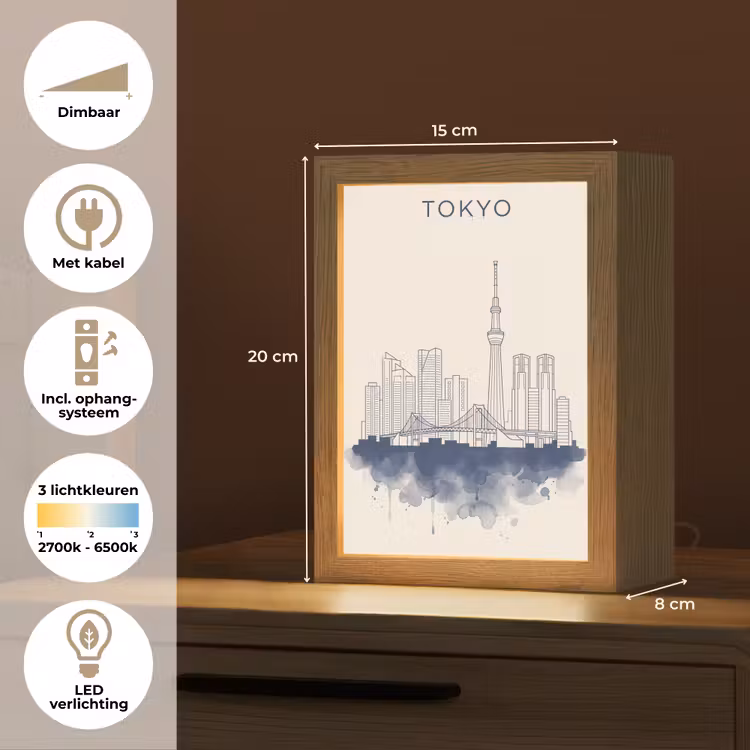Gepersonaliseerde Lightbox - Tokyo - Skyline - Stad - Abstract - Blauw — 7