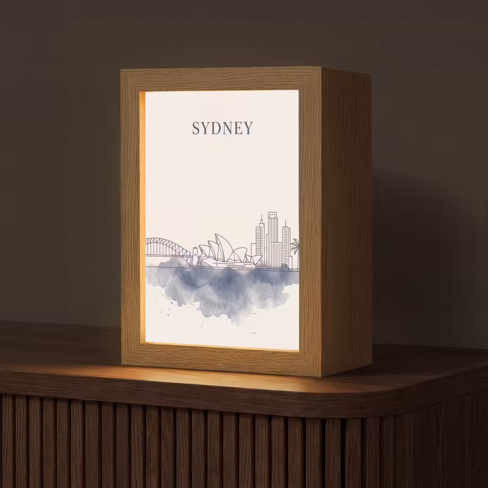 Gepersonaliseerde Lightbox - Stad - Skyline - Architectuur - Minimalistisch - Blauw — 1