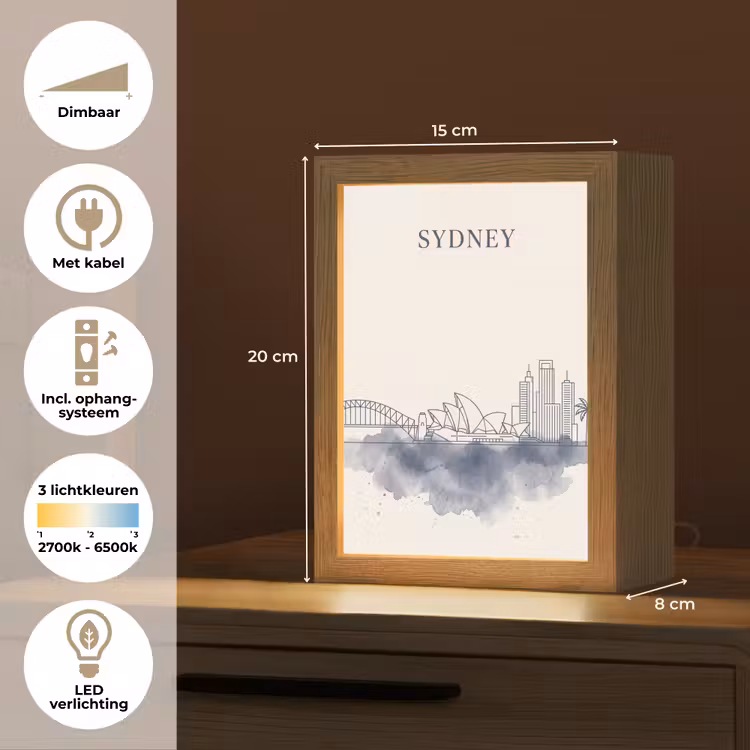 Gepersonaliseerde Lightbox - Stad - Skyline - Architectuur - Minimalistisch - Blauw — 7