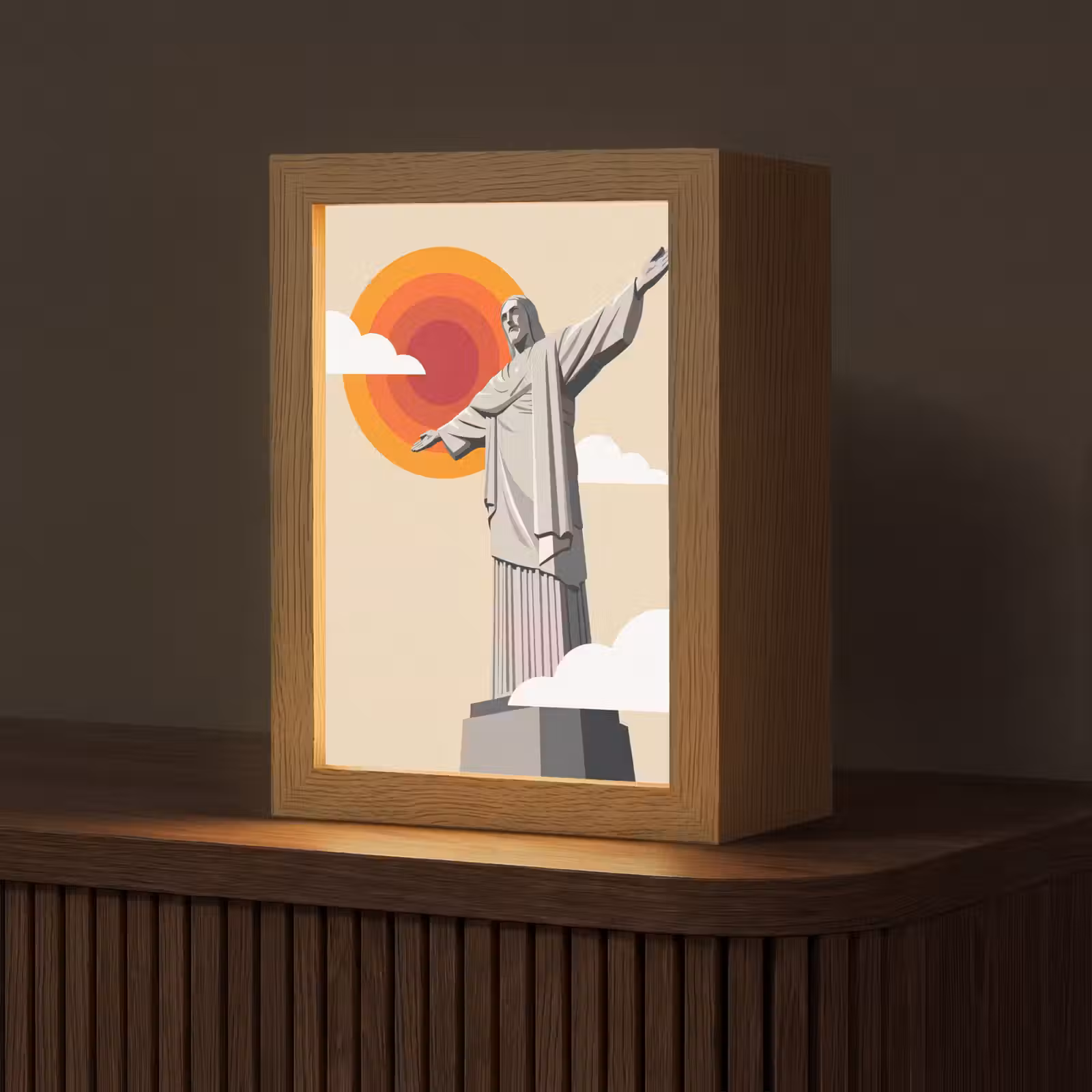 Gepersonaliseerde Lightbox - Monument - Stad - Zonsondergang - Minimalistisch - Oranje — 1