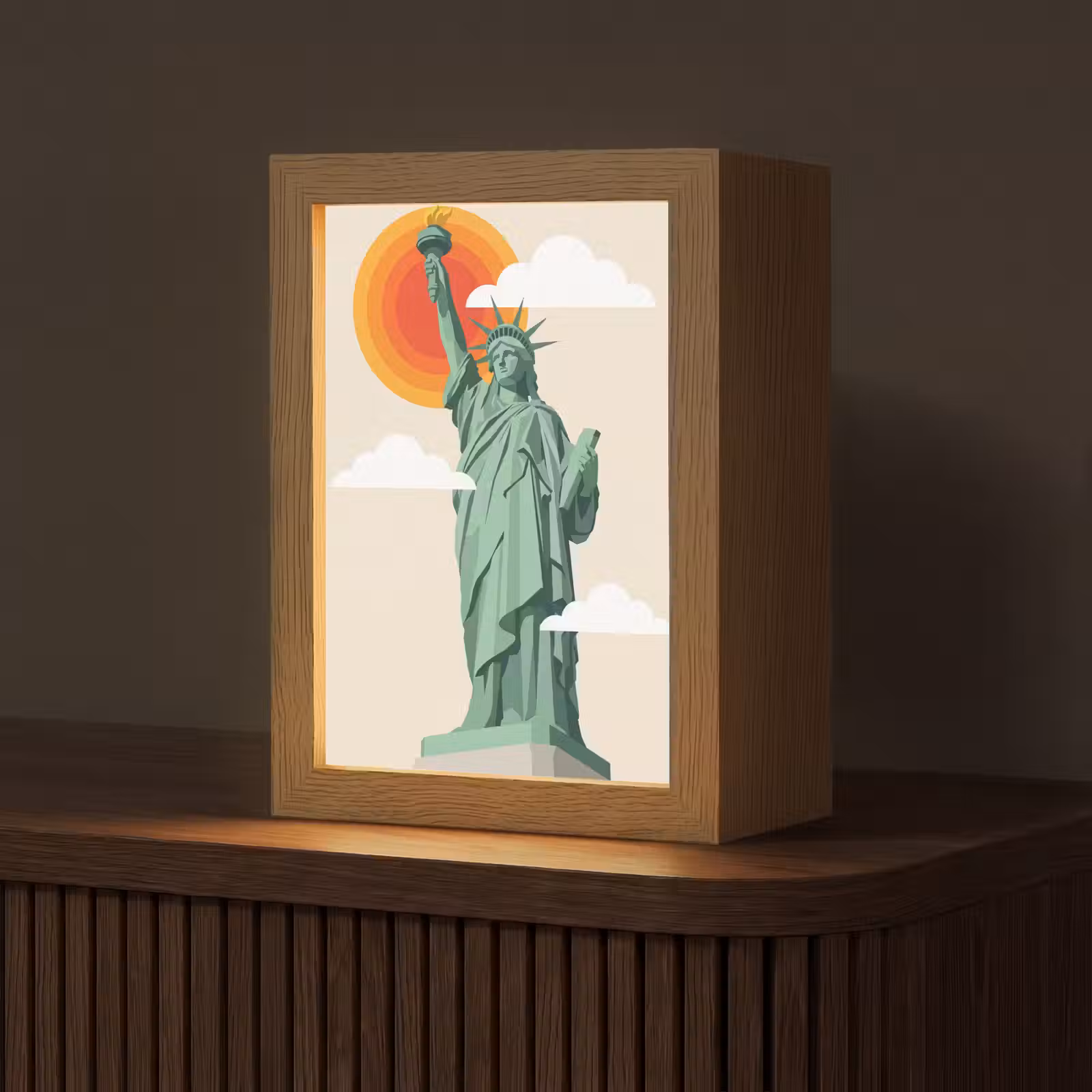 Gepersonaliseerde Lightbox - Vrijheidsbeeld - New York - Zon - Modern — 1