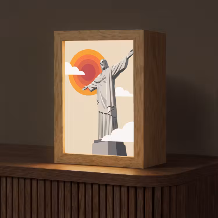 Gepersonaliseerde Lightbox - Monument - Stad - Zonsondergang - Minimalistisch - Oranje — 1