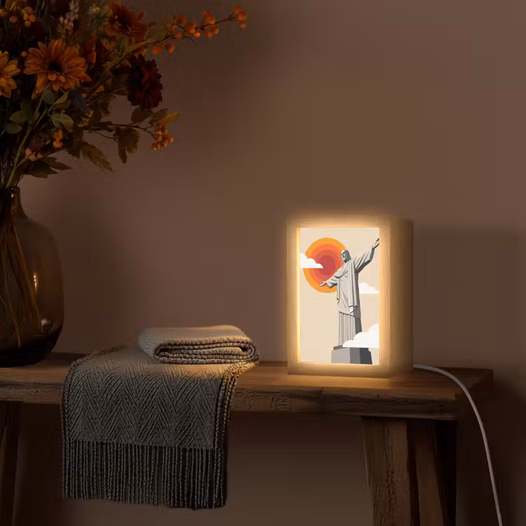 Gepersonaliseerde Lightbox - Monument - Stad - Zonsondergang - Minimalistisch - Oranje — 3