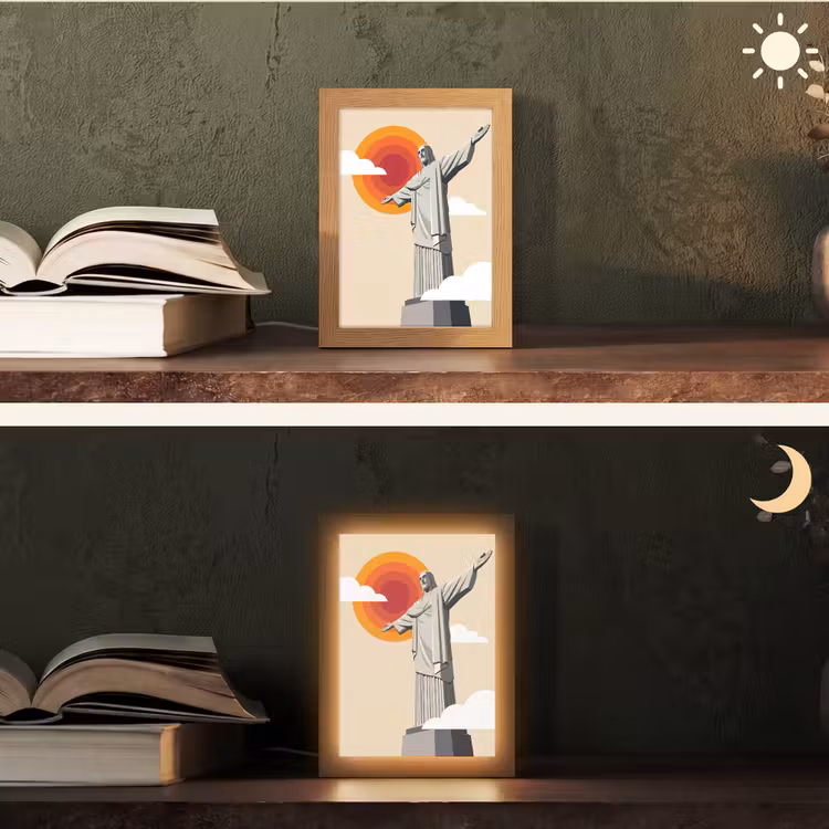 Gepersonaliseerde Lightbox - Monument - Stad - Zonsondergang - Minimalistisch - Oranje — 5